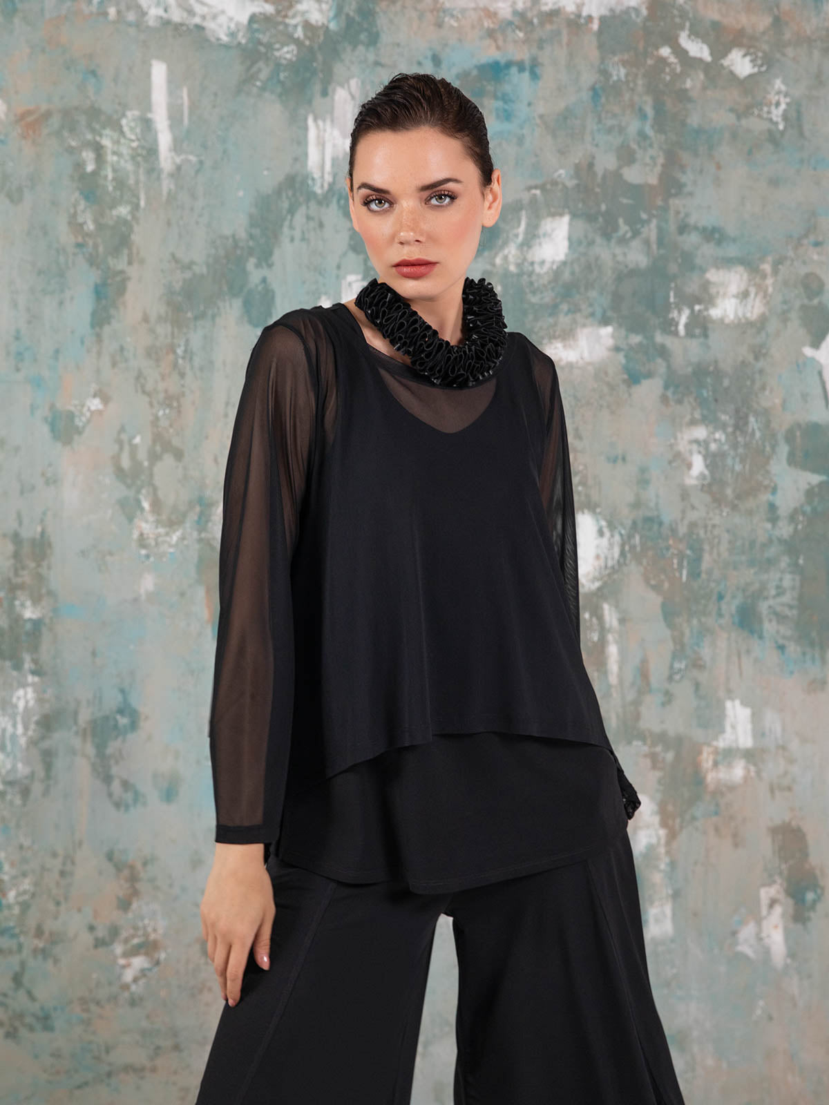 Aurélie | Sobrecamisa Mesh NEGRA