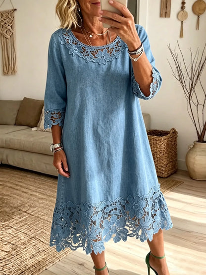 Camisa y Vestido Denim con Encaje Calado