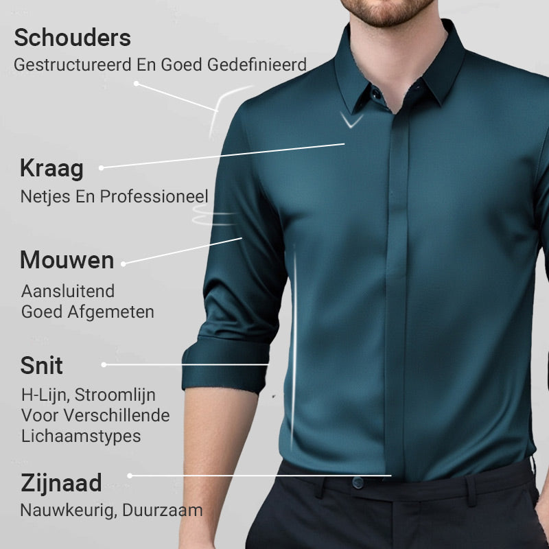 Heren Kreukvrij Stretch Overhemd